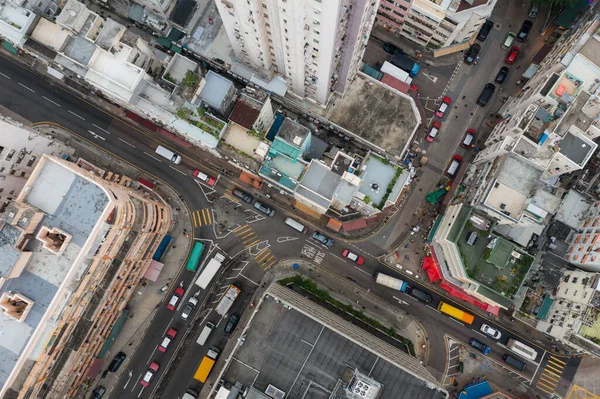 Vista Arriba Hacia Abajo Ciudad Hong Kong — Foto de Stock