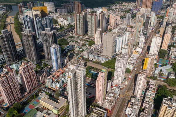 Yuen Long Hong Września 2021 Dzielnica Mieszkaniowa Hongkongu — Zdjęcie stockowe