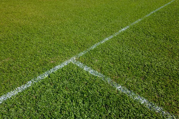 Vit Linje Över Fotbollsplanen — Stockfoto