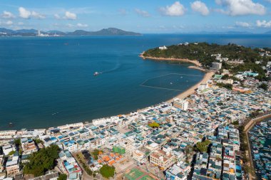 Hong Kong 'daki Cheung Chau adasının havadan görüntüsü.