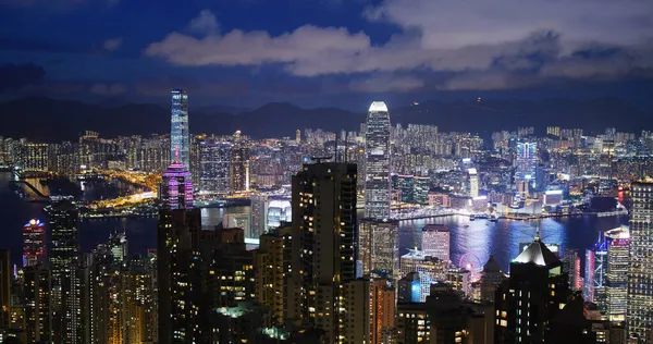 Victoria Peak Hong Kong Juni 2021 Hongkong Nachts Stad — Stockfoto