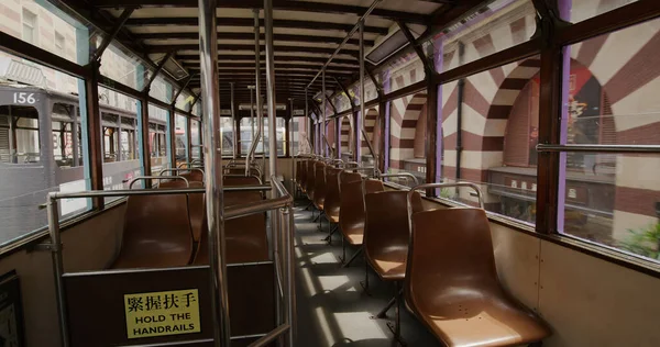 Hong Kong September 2021 Empty Tram Moving City — Stock Photo, Image