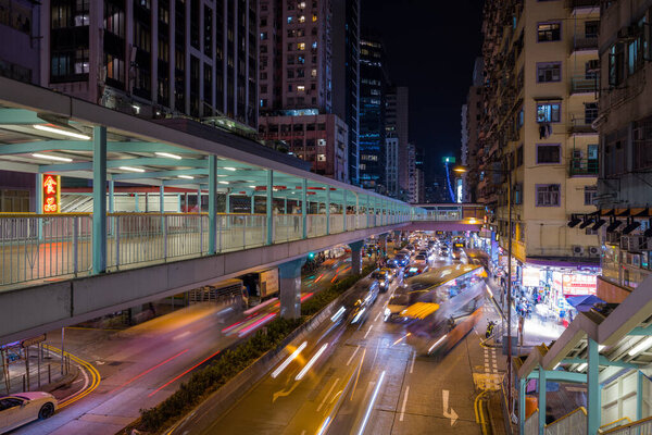 Mong Kok, Hong Kong - 28 November 2021: Pedestrian walkway