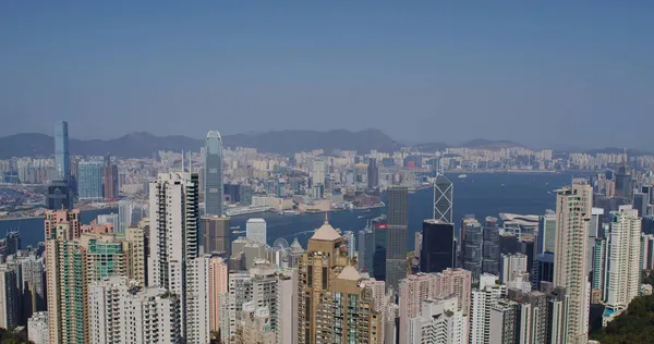 Victoria Peak Hong Kong February 2021 Hong Kong City Skyline — стокове фото
