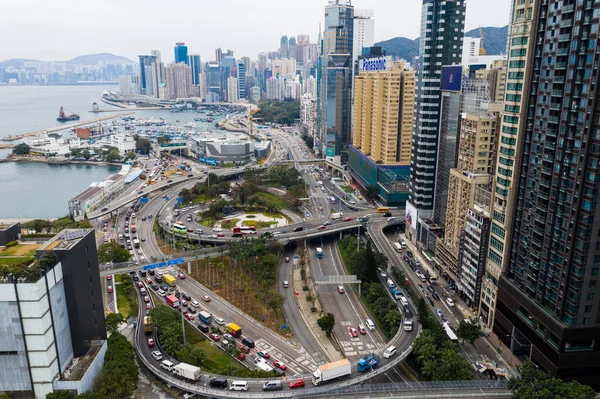 Causeway Bay Hong Kong Junio 2021 Vista Arriba Hacia Abajo — Foto de Stock