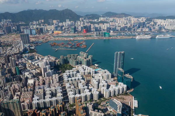 Vista Aérea Cidade Hong Kong — Fotografia de Stock