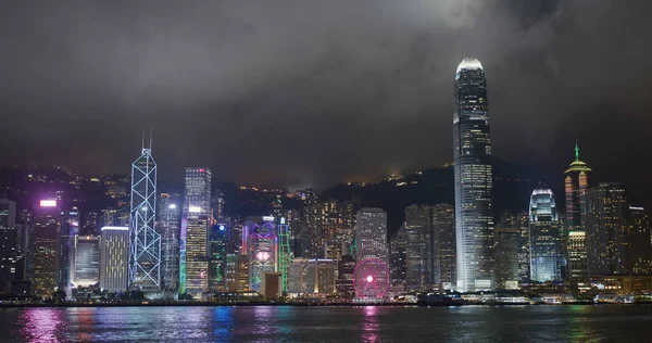 Victoria Harbor Hongkong Sierpnia 2021 Miasto Hongkong Nocą — Zdjęcie stockowe