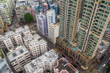 Kwa Wan, Hong Kong - 29 Ekim 2021: Hong Kong şehrinin en iyi manzarası