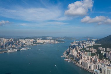 Hong Kong şehrinin hava görüntüsü