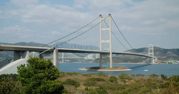 Tsing Ponte Sospeso Nella Città Hong Kong — Foto Stock