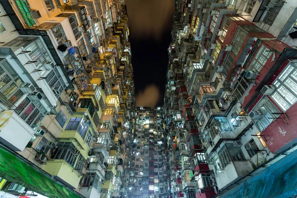 Urban Hong Kong Met Compact Gebouw Nachts — Stockfoto
