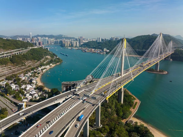 Draufsicht Auf Die Ting Kau Brücke Hongkong — Stockfoto