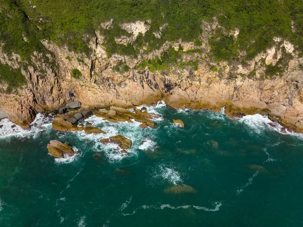 Drone Volare Sopra Costa Del Mare — Foto Stock