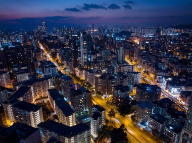 Hong Kong - 30 Kasım 2021: Hong Kong şehir silueti