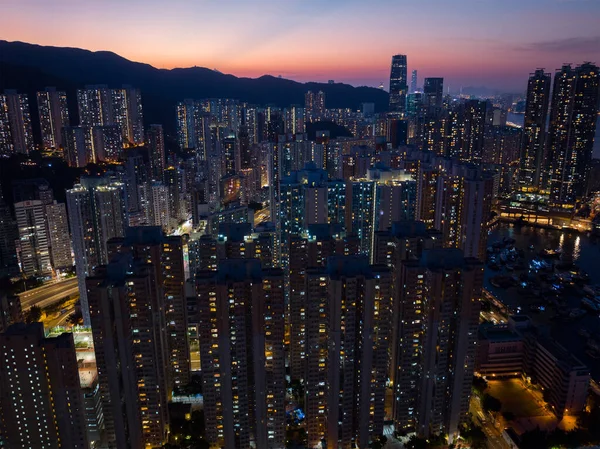 Hong Kong Barrio Residencial Por Noche —  Fotos de Stock