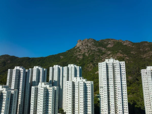 Drone Flyga Över Hong Kong Kowloon Sida — Stockfoto