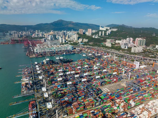 Hong Kong Diciembre 2021 Puerto Terminal Carga Hong Kong —  Fotos de Stock