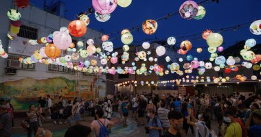 Tai O, Hong Kong - 19 Eylül 2021: Tai O 'da sonbahar festivali