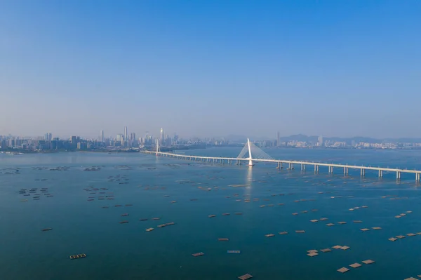 Ponte Baía Shenzhen Atravessa Porto — Fotografia de Stock