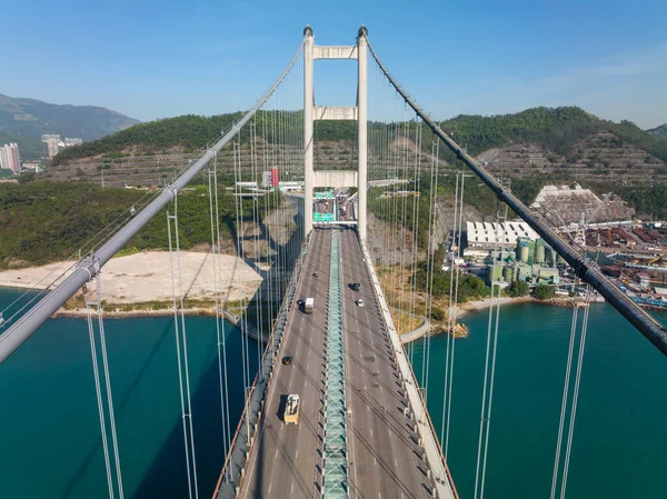 Luftaufnahme Der Tsing Brücke Hongkong — Stockfoto