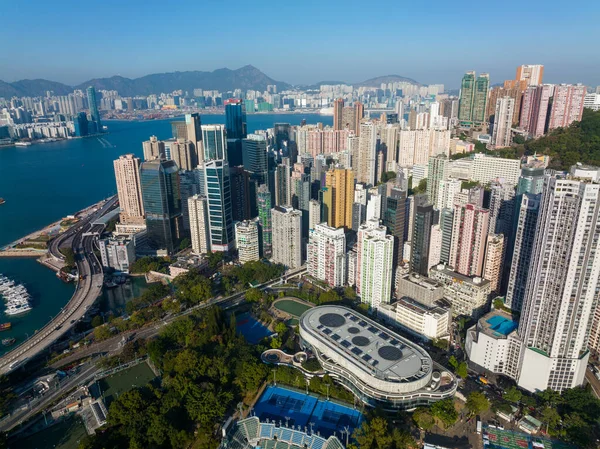 Causeway Bay Hong Kong Diciembre 2021 Vista Aérea Ciudad Hong — Foto de Stock