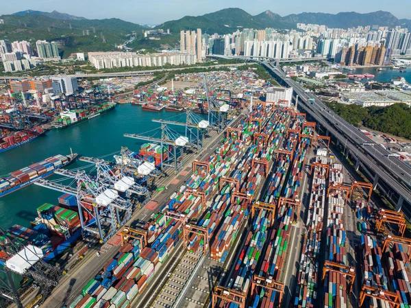Hong Kong December 2021 Top View Hong Kong Cargo Terminal — Stock Fotó