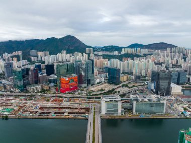 Hong Kong - 21 Aralık 2021: Hong Kong kowloon tarafı