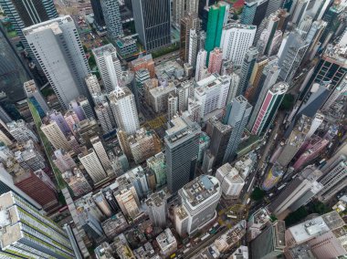 Wan Chai, Hong Kong - 16 Aralık 2021: Hong Kong şehrinin en iyi manzarası