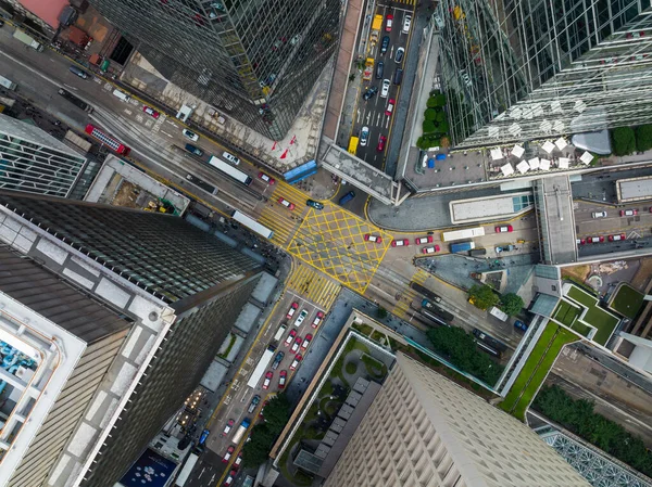 Central Hong Kong December 2021 Top View City Traffic — Foto Stock