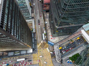 Merkez, Hong Kong - 16 Aralık 2021: Hong Kong şehrinin hava manzarası