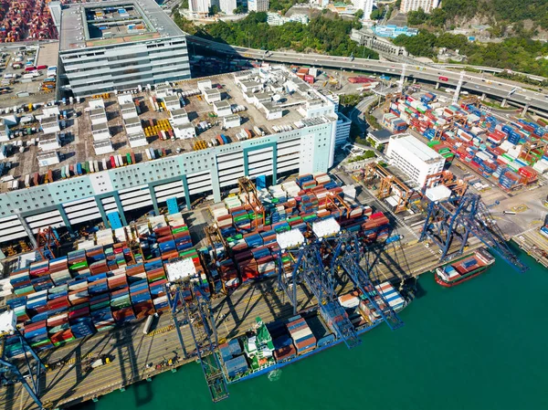 Hong Kong December 2021 Top View Hong Kong Cargo Terminal — Stock Photo, Image