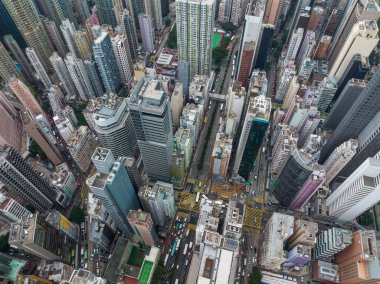 Wan Chai, Hong Kong - 16 Aralık 2021: Hong Kong şehrinin en iyi manzarası