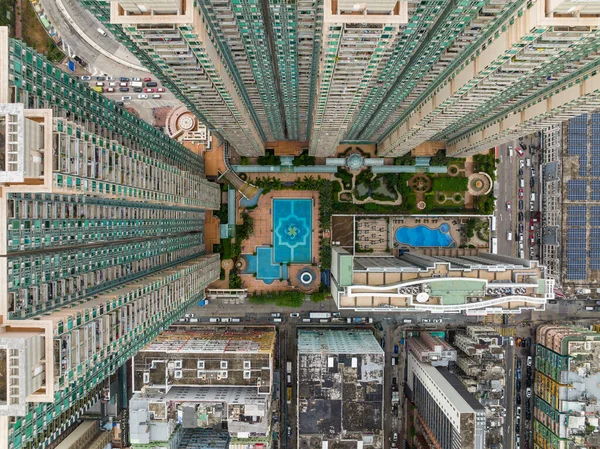 Blick Von Oben Auf Ein Wohnhaus Hongkong — Stockfoto