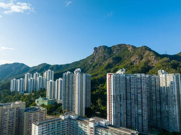 Drohnenflug Über Hongkongs Bezirk Kowloon — Stockfoto