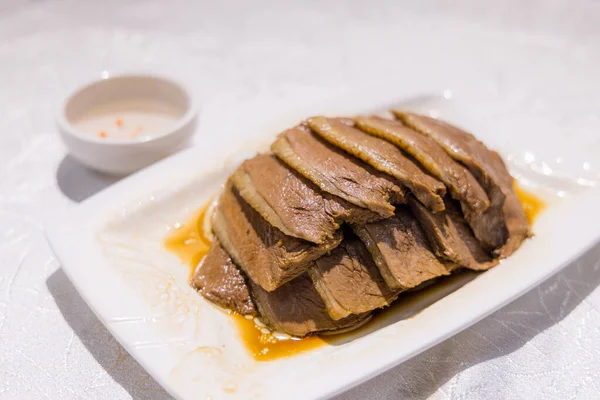 Cucina Asiatica Stile Cinese Salsa Soia Piatto Oca Nel Ristorante — Foto Stock