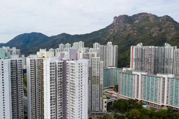 Дрони Летять Через Коулун Гонконгу — стокове фото