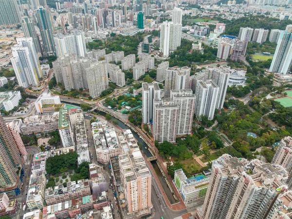 Widok Góry Strony Hongkongu Kowloon — Zdjęcie stockowe