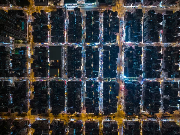 Aerial View Hong Kong City Night — Stock Photo, Image