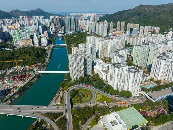 Αεροφωτογραφία Της Οικιστικής Περιοχής Του Χονγκ Κονγκ Νέα Εδάφη Δυτικά — Φωτογραφία Αρχείου