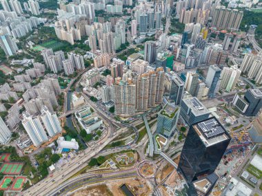 San Po Kong, Hong Kong - 21 Kasım 2021: Hong Kong şehir merkezi manzarası