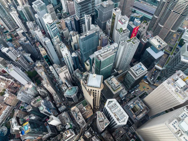 Merkez, Hong Kong - 16 Aralık 2021: Hong Kong iş bölgesinin hava görüntüsü