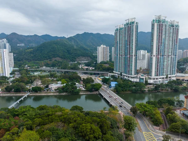 Tai Wai Hong Kong Janeiro 2022 Vista Superior Distrito Residencial — Fotografia de Stock