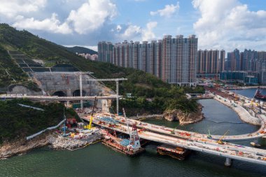 Tseung Kwan O, Hong Kong - 21 Aralık 2020: İnşaat devam ediyor