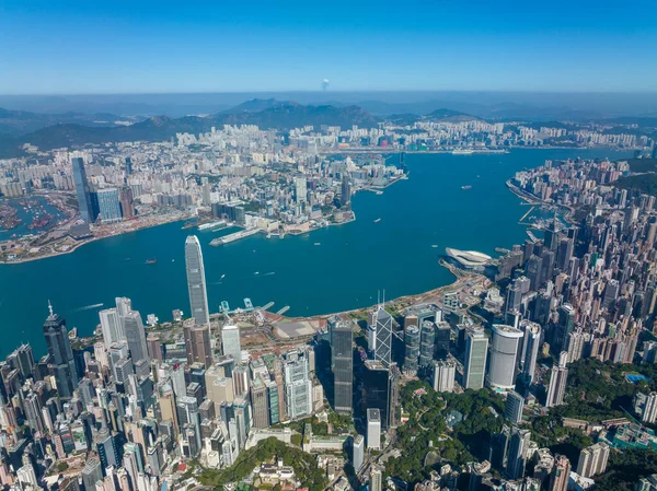 Hong Kong Diciembre 2021 Vista Aérea Ciudad Hong Kong —  Fotos de Stock