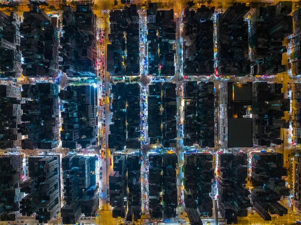 Aerial View Hong Kong City Night — Stock Photo, Image