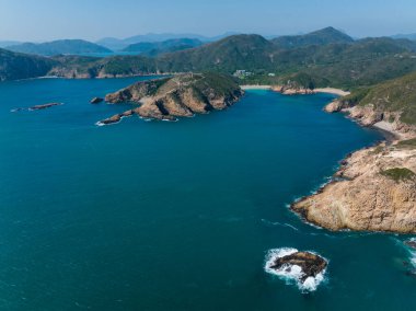 Hong Kong sai kung manzarasının en üst görüntüsü