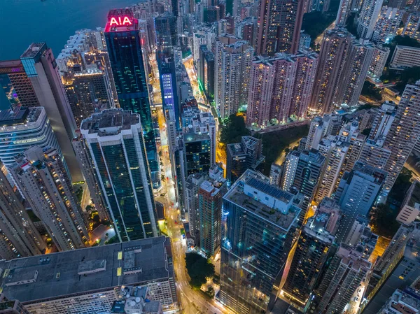 Тин Хау Гонконг Января 2022 Года Ночью Сверху Вниз Вид — стоковое фото