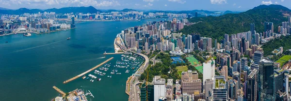 Hong Kong Septiembre 2019 Vista Arriba Hacia Abajo Ciudad Hong —  Fotos de Stock