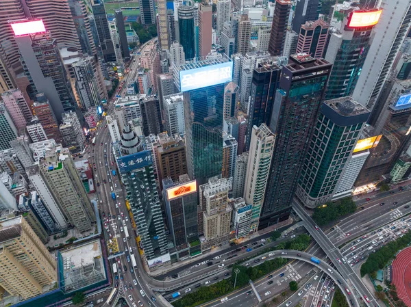 香港铜锣湾 2022年1月30日 香港商业区自上而下的景观 — 图库照片