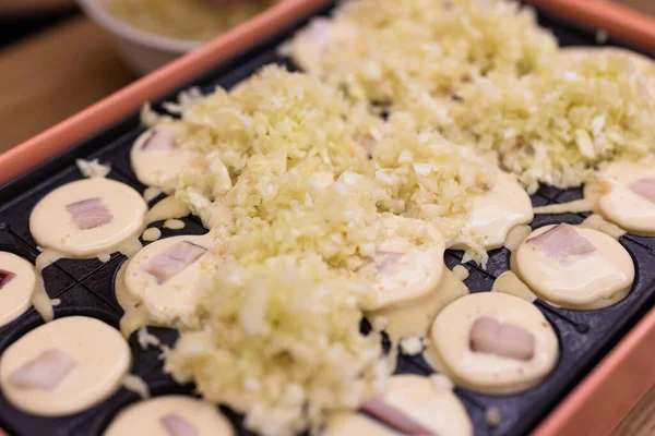Takoyaki Maken Octopus Bal Thuis Avond — Stockfoto